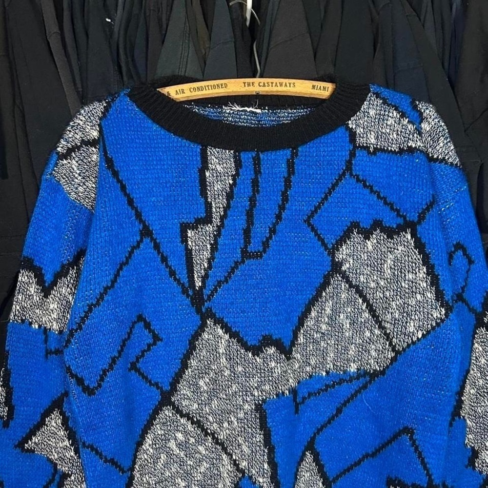Vintage shattered glass style color block super unique design sweater